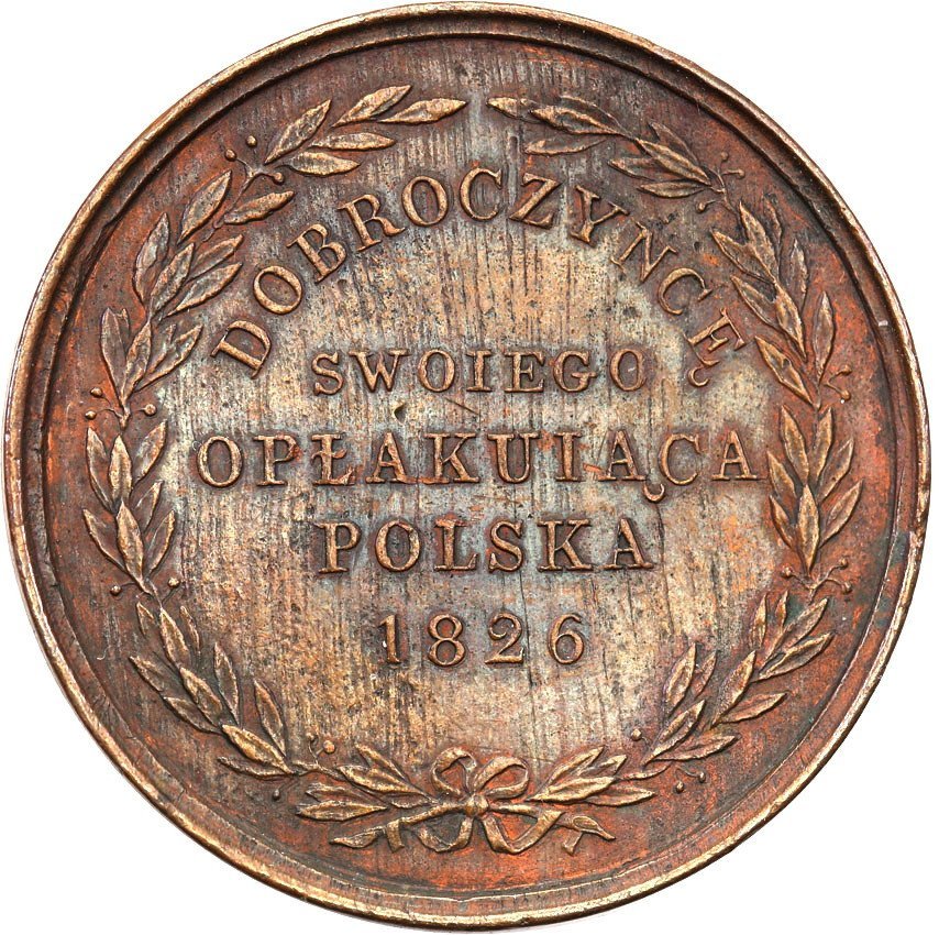 Królestwo Polskie/Rosja. Medal 1826 na śmierć Aleksandra I Polska opłakująca dobroczyńcę swojego, Brąz